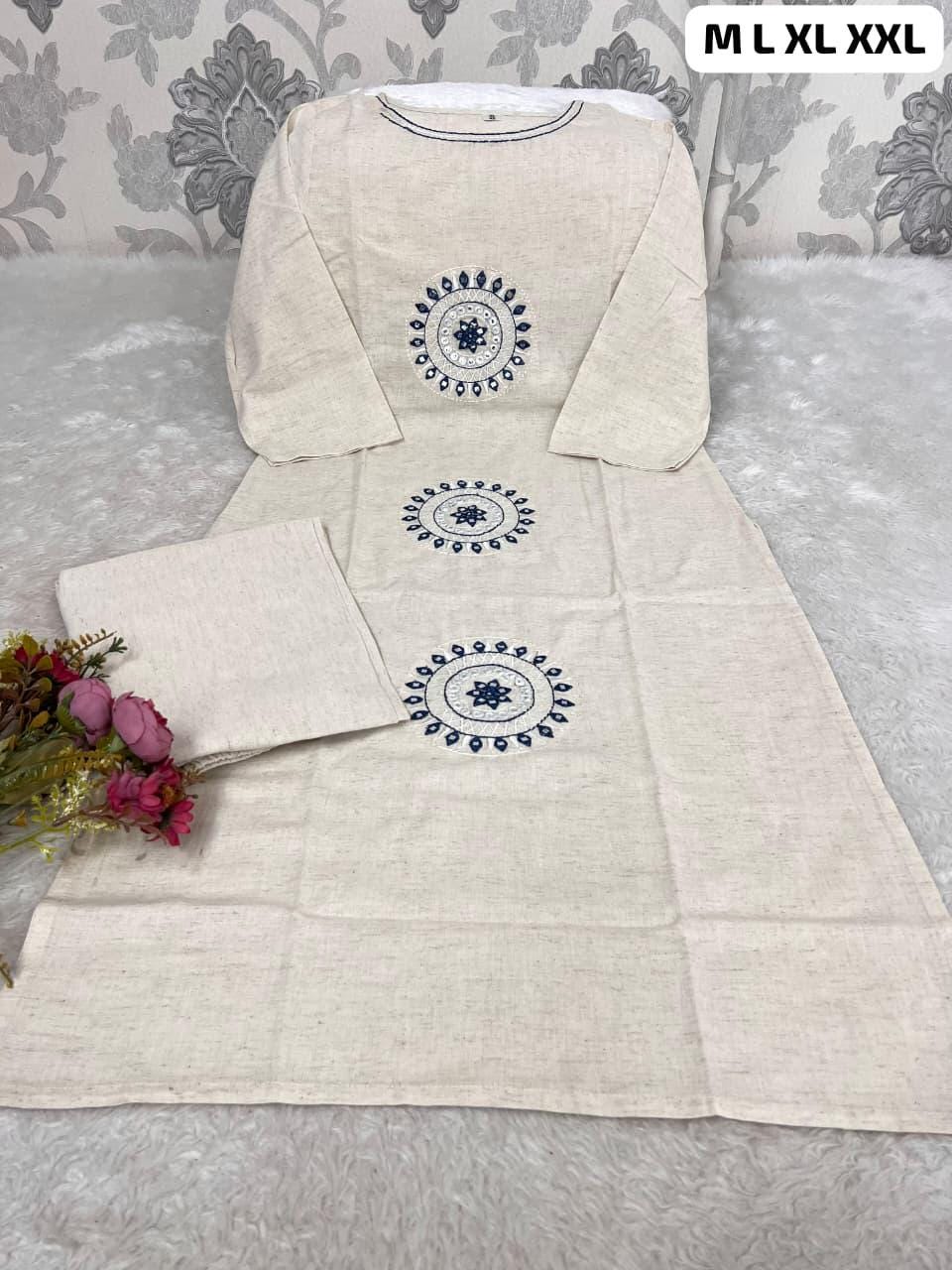 Elegant Ivory Cotton Flex Kurta Set