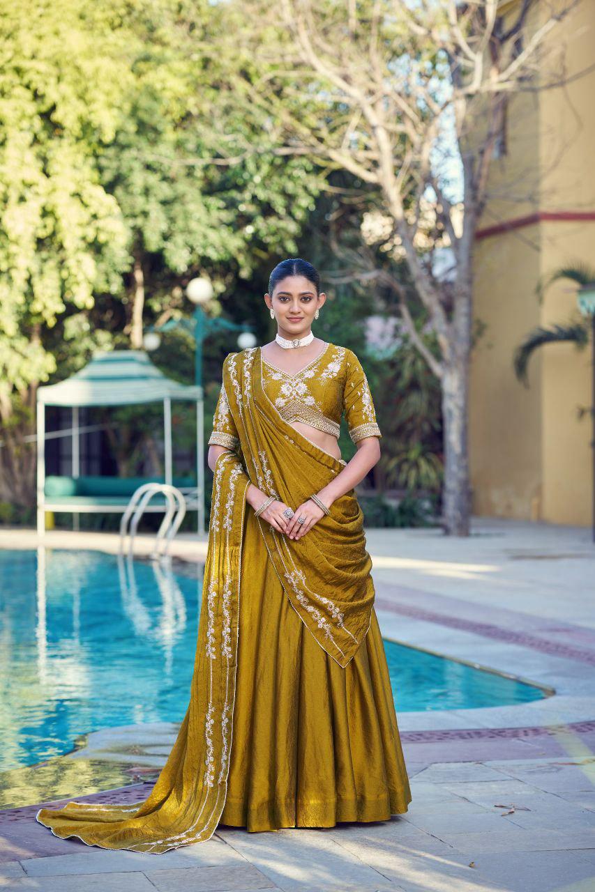 Rangoli Crush Lehenga Choli Set | Embroidered Sequin Belt, 4 Meter Flare, Party Wear