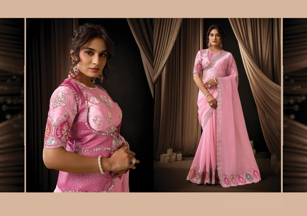 Designer Silk Saree, Embroidery Sequin Work, Jacquard Party Wear, Festive Wedding Blouse