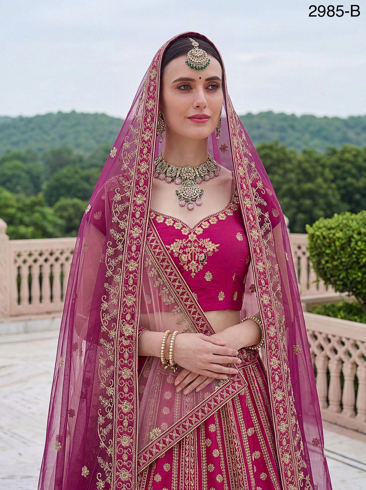 Red Silk Lehenga Choli, Peacock Dori Embroidery, Zari Diamond Work, Bridal Indian Set