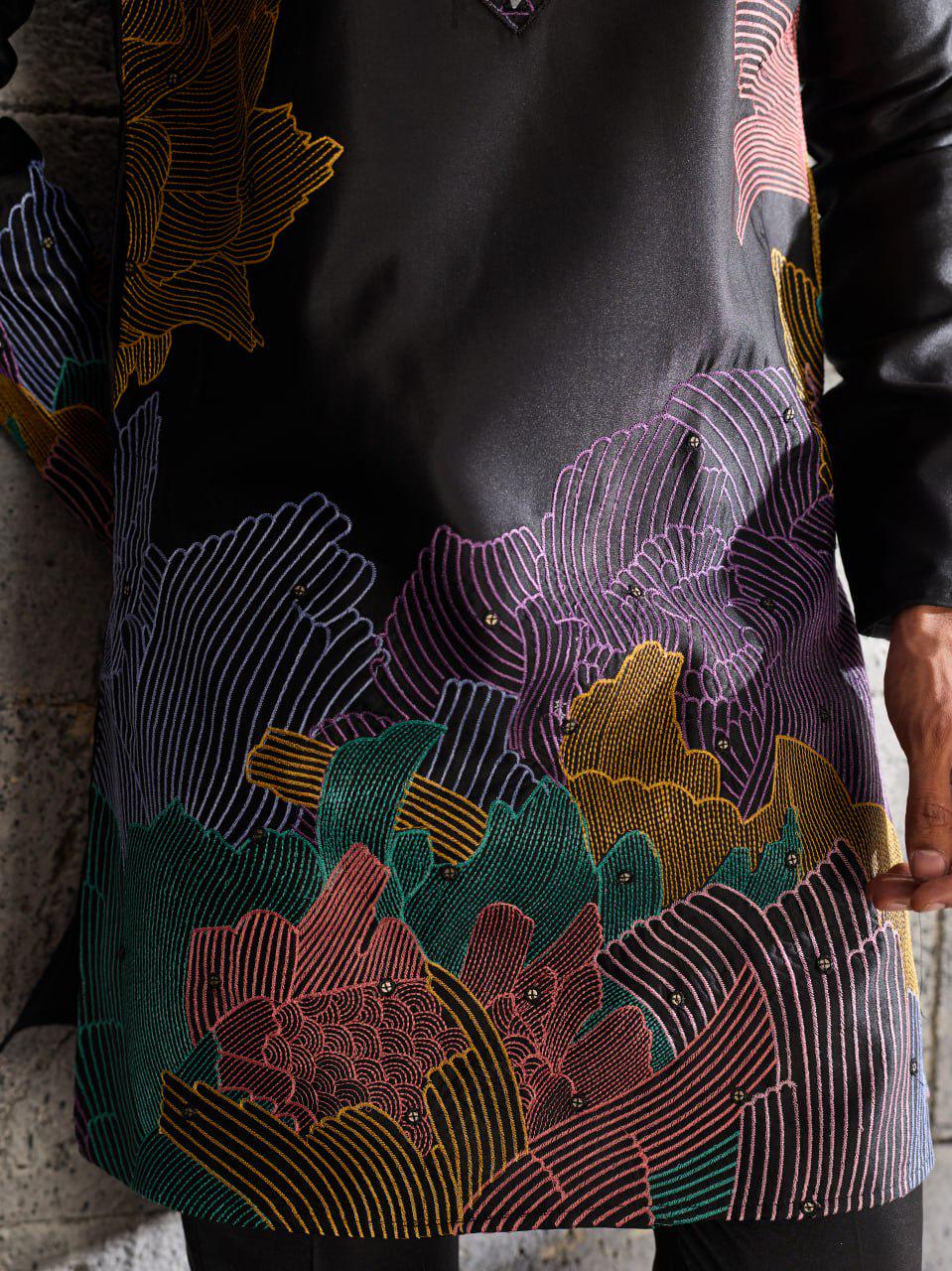 Men's Silk Kurta Pant Set | Thread Sequin Embroidery, Festive Ethnic Wear