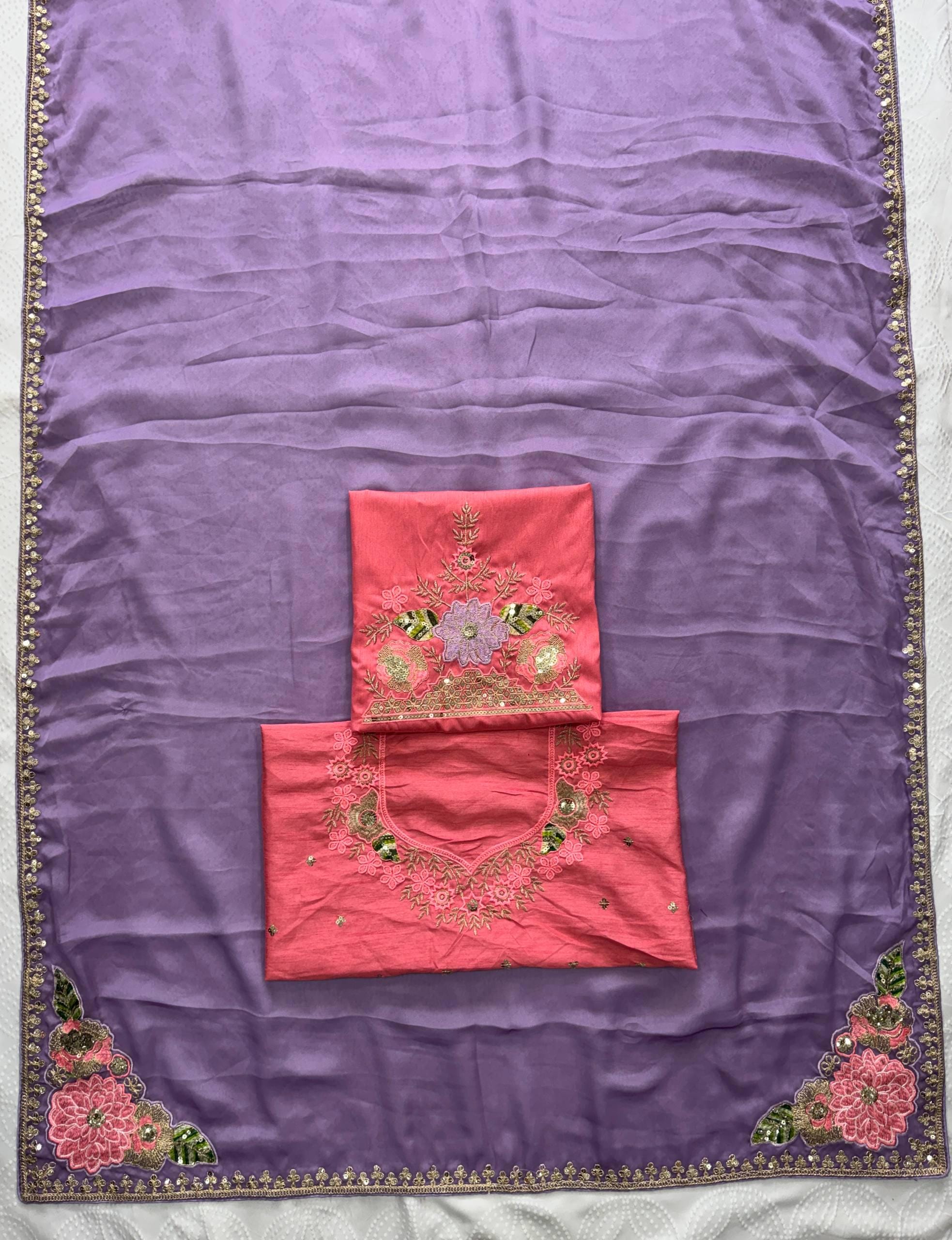 Soft Rangoli Silk Saree | Embroidery, Cutwork Border, Mono Banglory Blouse
