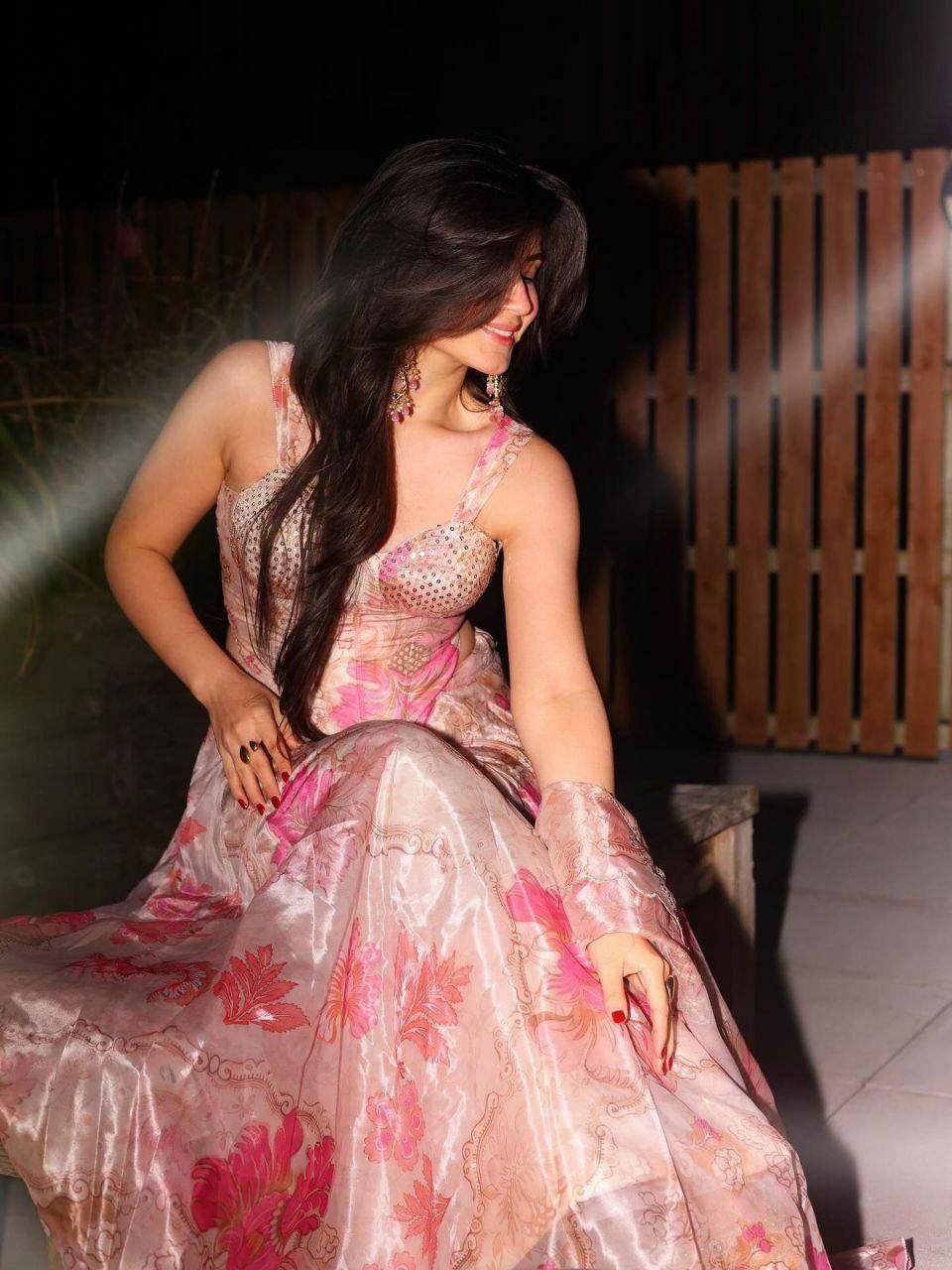 Pure Organza Digital Print Lehenga Choli Set | Corset Blouse, Sequin Embroidery, 8 Meter Flare