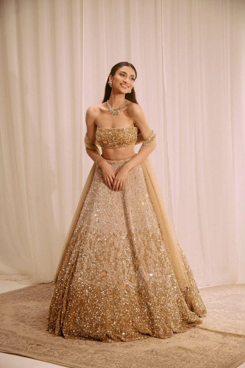 Butterfly Soft Net Lehenga Choli Set | Dual Sequin Embroidered Wedding Party Wear