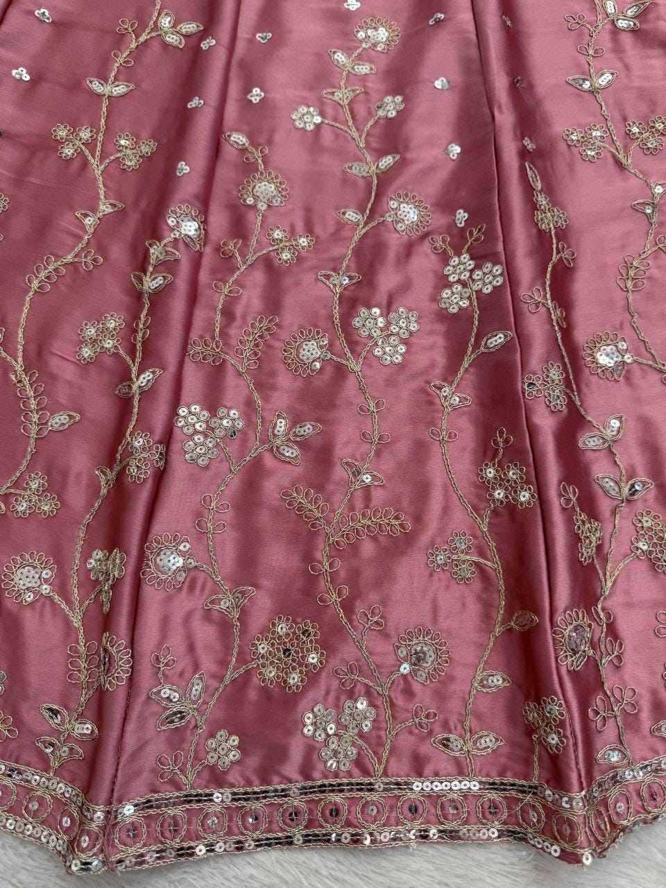 Japan Satin Lehenga Choli Set, Sequins Dori Work, Bridal Wedding Party Wear Fully Stitched