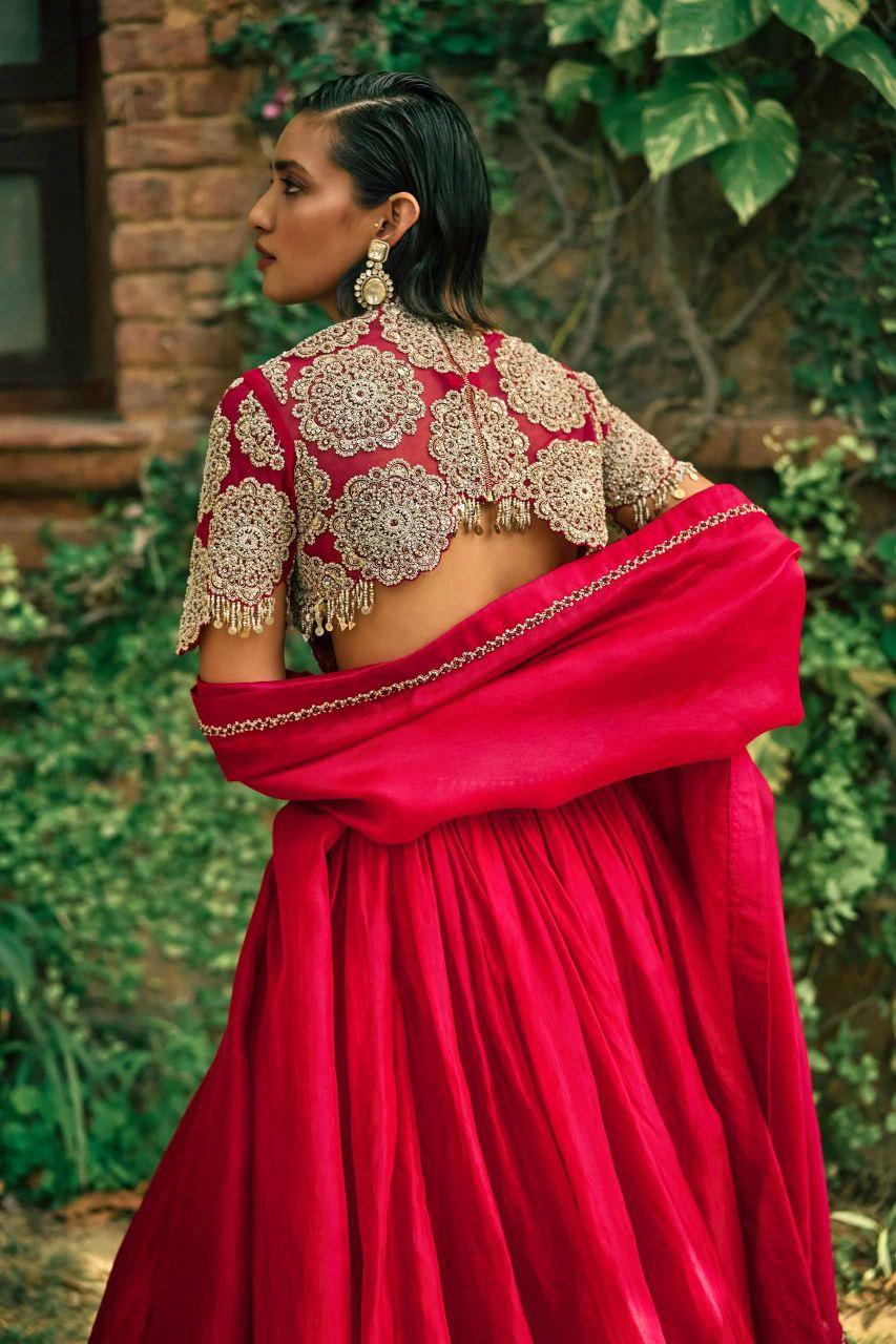 Roman Silk Lehenga Choli Set | Sequins, Dori Work, 3.5M Flair Bridal Wear