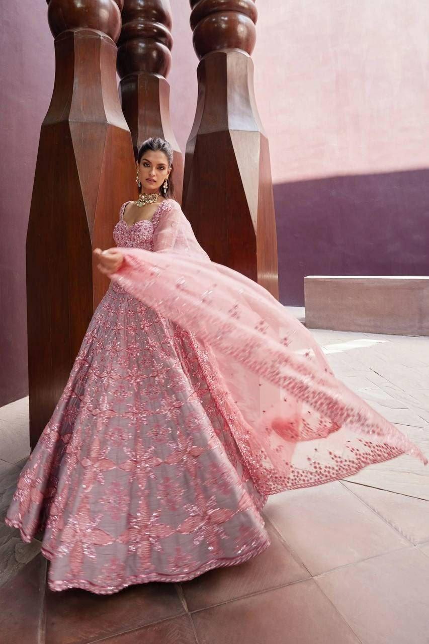 Malburi Silk Lehenga Choli | Heavy Sequin Embroidery, Semi-Stitched (XXL)