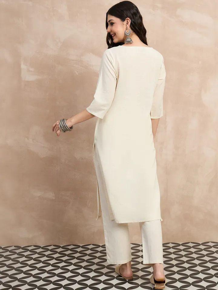 Elegant Ivory Cotton Flex Kurta Set