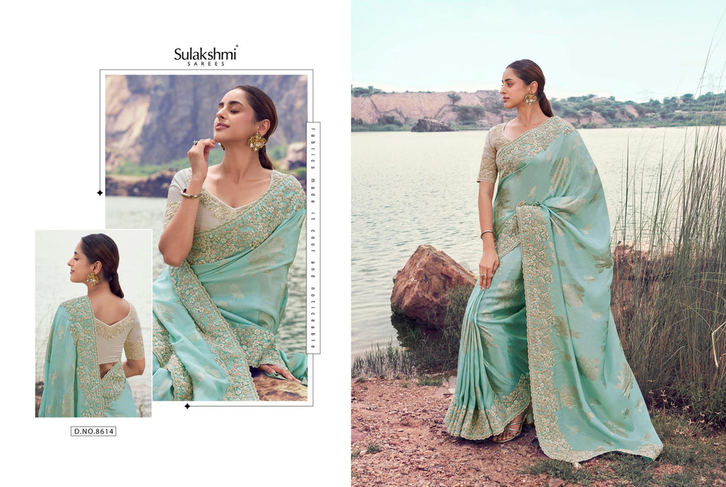 Pure/Tissue Silk Saree with Jacquard Work | Matching Blouse Piece | Wedding Festive Party Wea