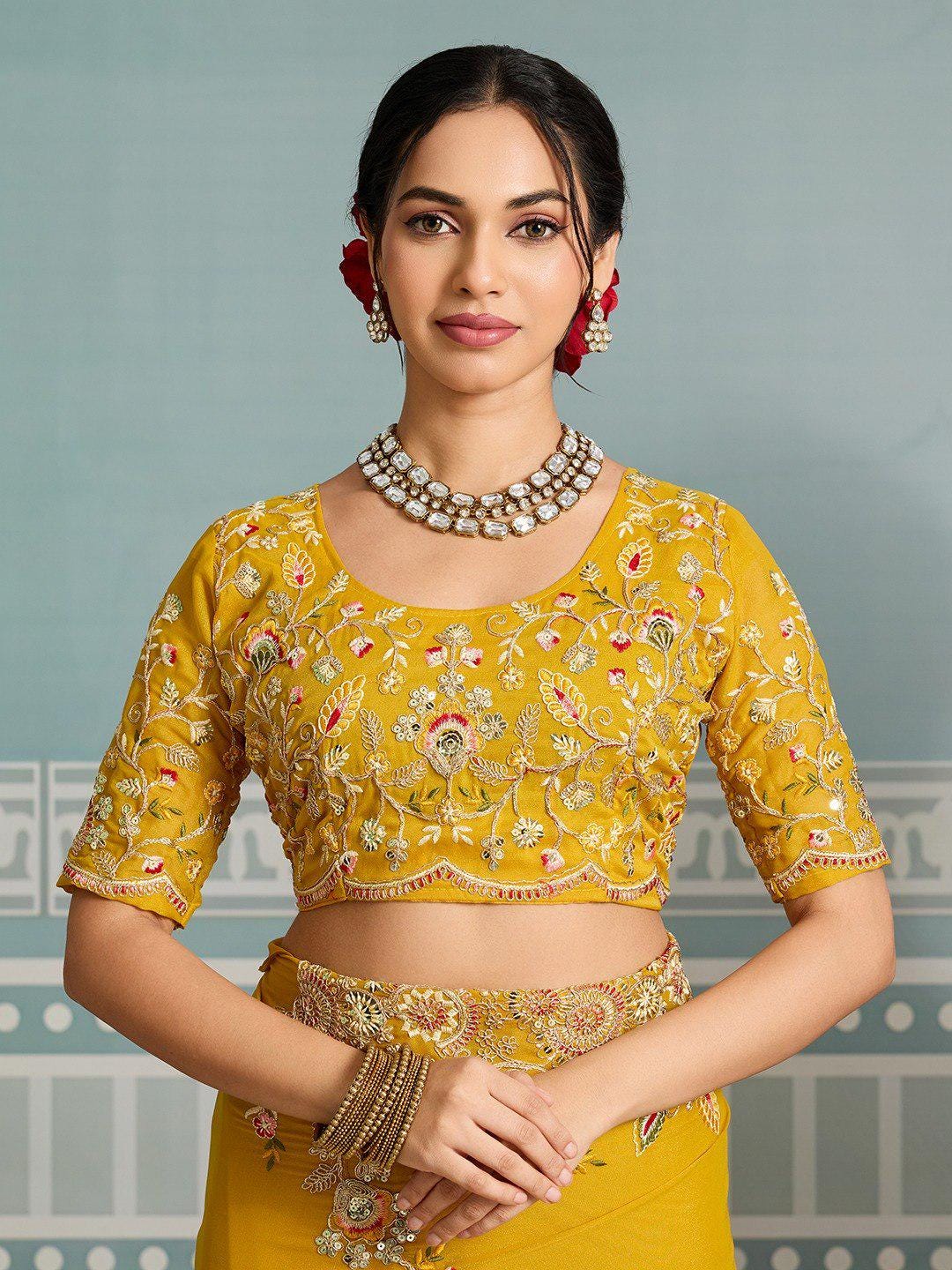 Soft Star Georgette Embroidered Saree with Cutwork Aarco Border