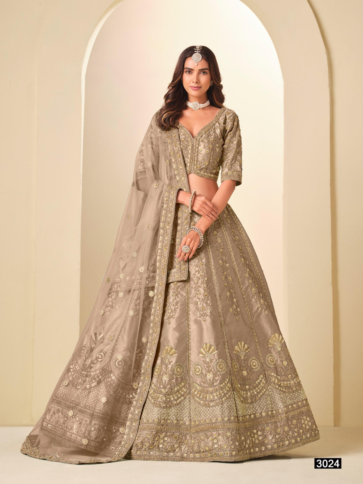 Art Silk Lehenga Choli Set with Net Dupatta, Stitched Ethnic Wedding Outfit