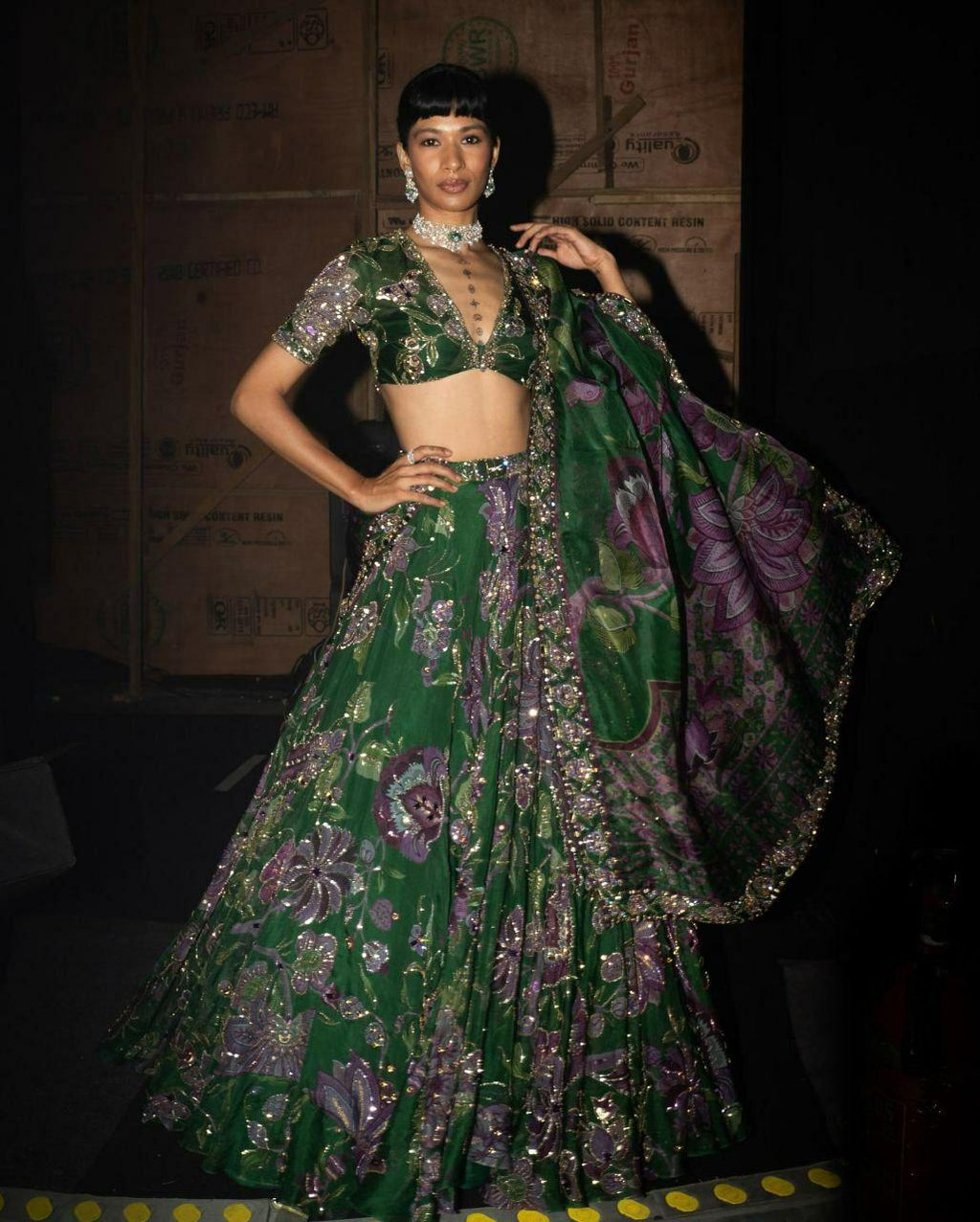 Taby Silk Lehenga Choli Set, Mirror Work Bridal, Sequins Embroidery, Wedding Party Wear (XXL)