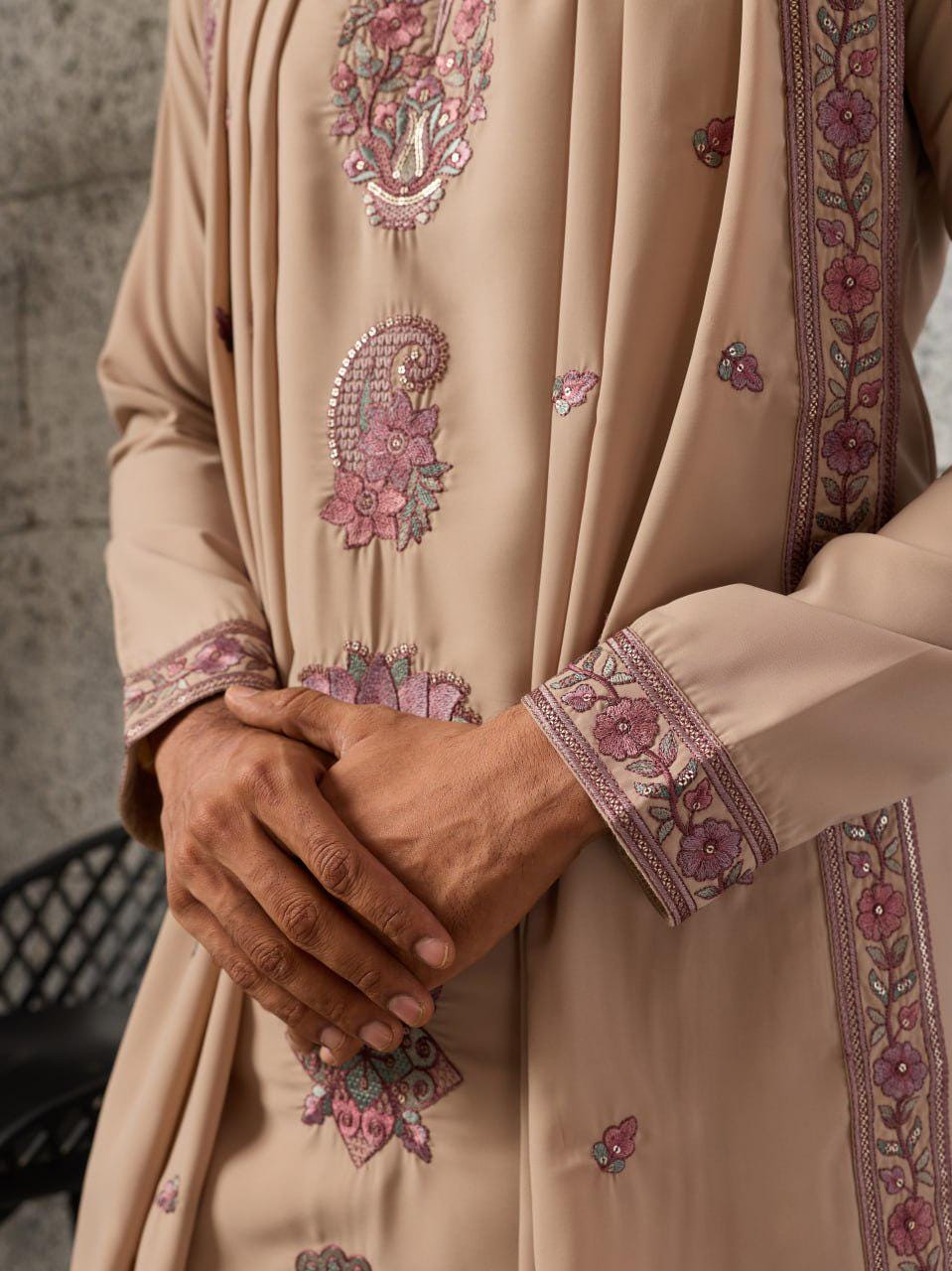 Japanese Fabric Kurta Pant Set | Thread Sequin Embroidered Ethnic Festive Outfit