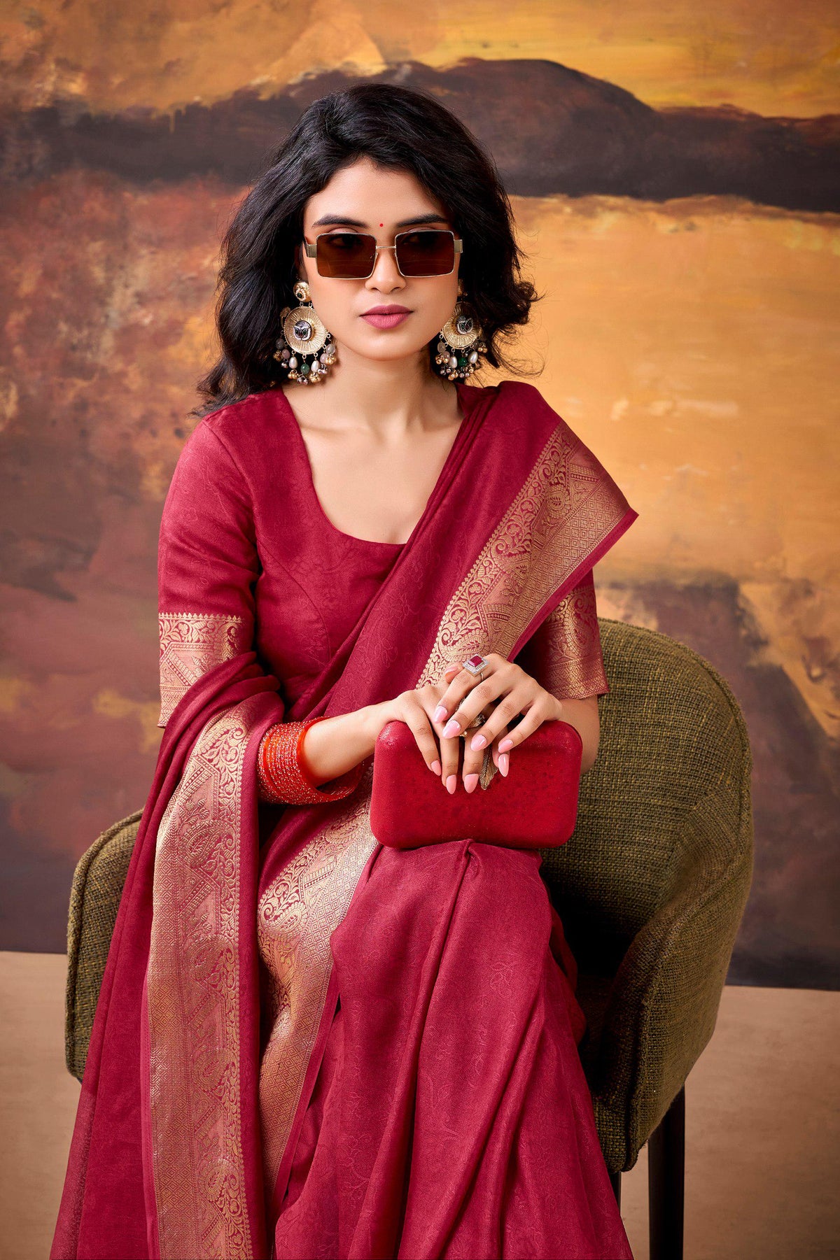 Mass Mello Saree, Zari Weaving Work, Traditional Indian Festive Party Wear (Unstitched Blouse)
