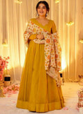 Georgette Anarkali Gown with Digital Print Dupatta, Festive Ethnic Dress
