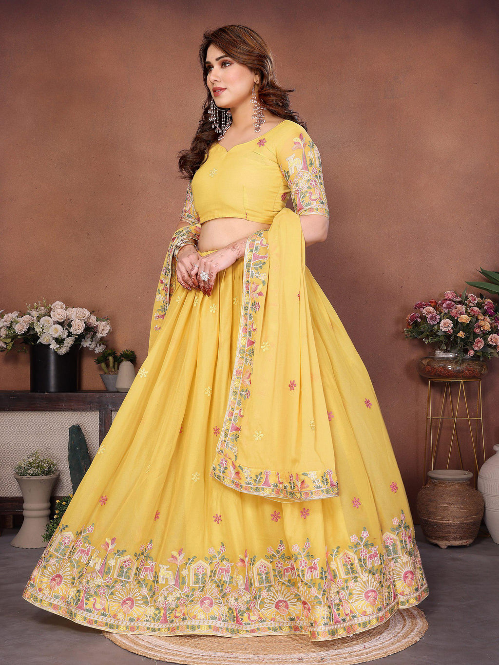 Embroidered Star Georgette Lehenga Choli Set | Indian Wedding Wear, Bridal Festive (3 Colours)