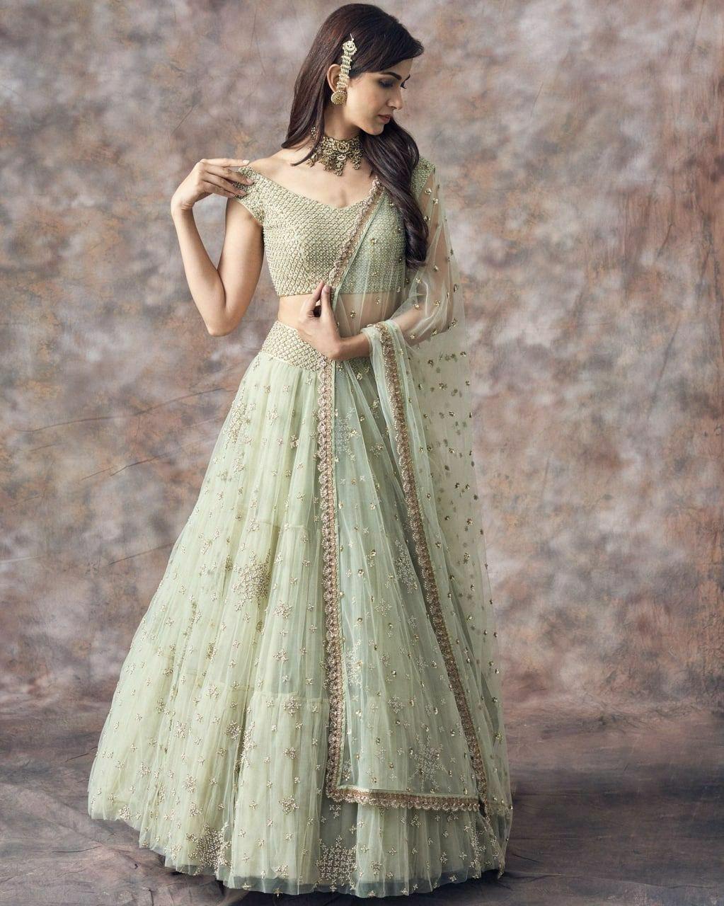 Soft Net Lehenga Choli Set | Zari Sequin Embroidery, 4.5 Meter Flare, Indian Wedding Wear