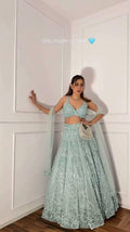 Embroidered Butterfly Net Bridal Lehenga Choli Set with Sequins & Dori Work