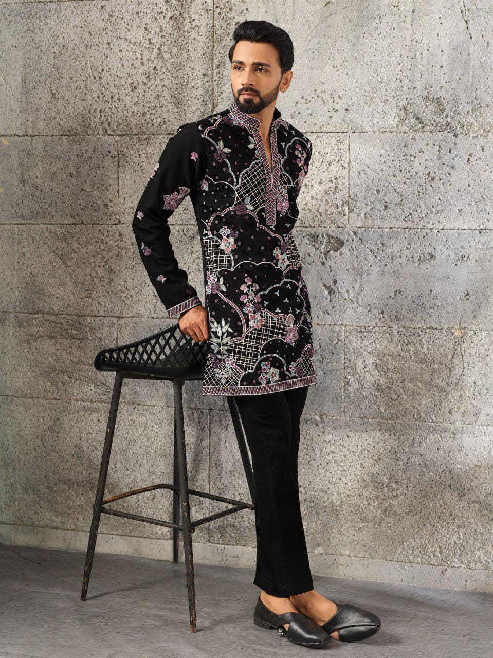 Japanese Fabric Kurta Pant Set | Men's Festive Beaded Ethnic Co-Ord