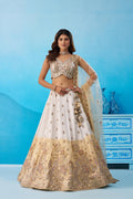 Ombre Beige Cream Tissue Lehenga Choli, Sequins Embroidered Indian Wedding Outfit