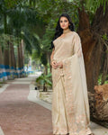 Pure Organza Silk Saree | Sequin Embroidery, Arco Cut Border, Banglory Silk Blouse