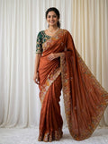 Rangoli Silk Saree | White Coding, Multi Embroidery, C-Pallu, Cutwork Border, Unstitched Blouse