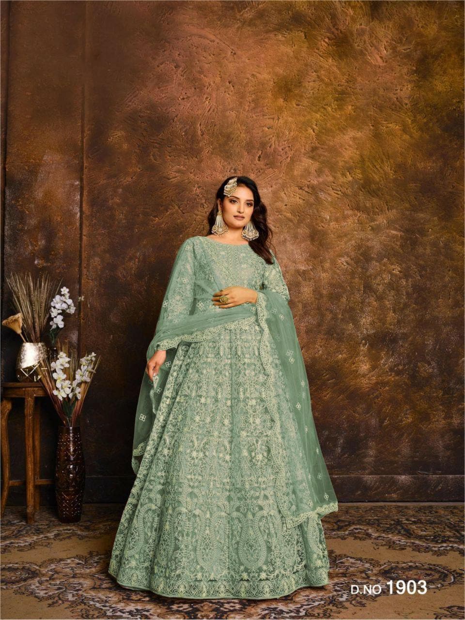Pakistani Style Salwar Kameez Suit | Women's Net with Coding Embroidery, Dupatta