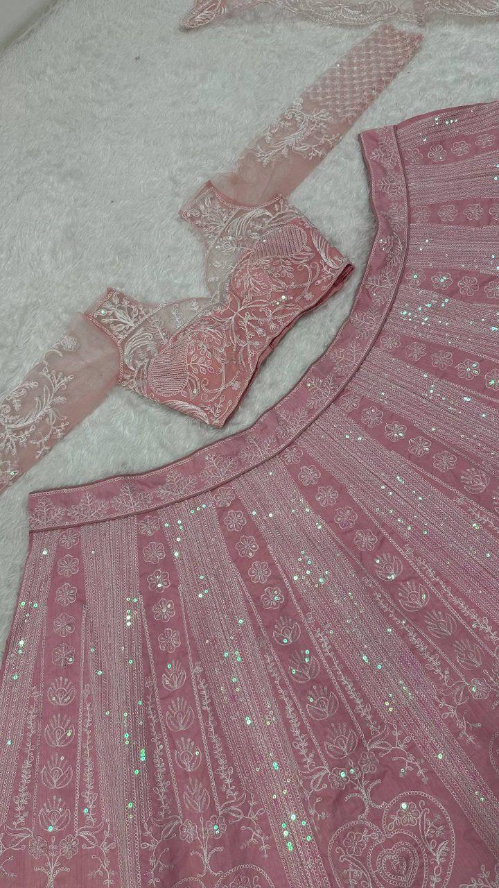 Rangoli Silk Lehenga Choli | Sequins, Thread Embroidery, 4 Meter Flare, Bridal Party Wear