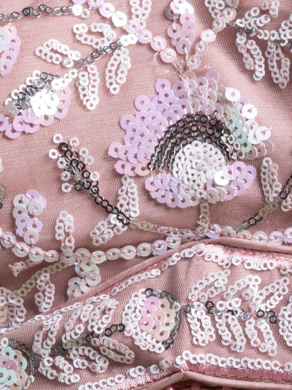 Soft Pink Floral Embroidered Lehenga Choli Set | Sequins Party Wear Dupatta
