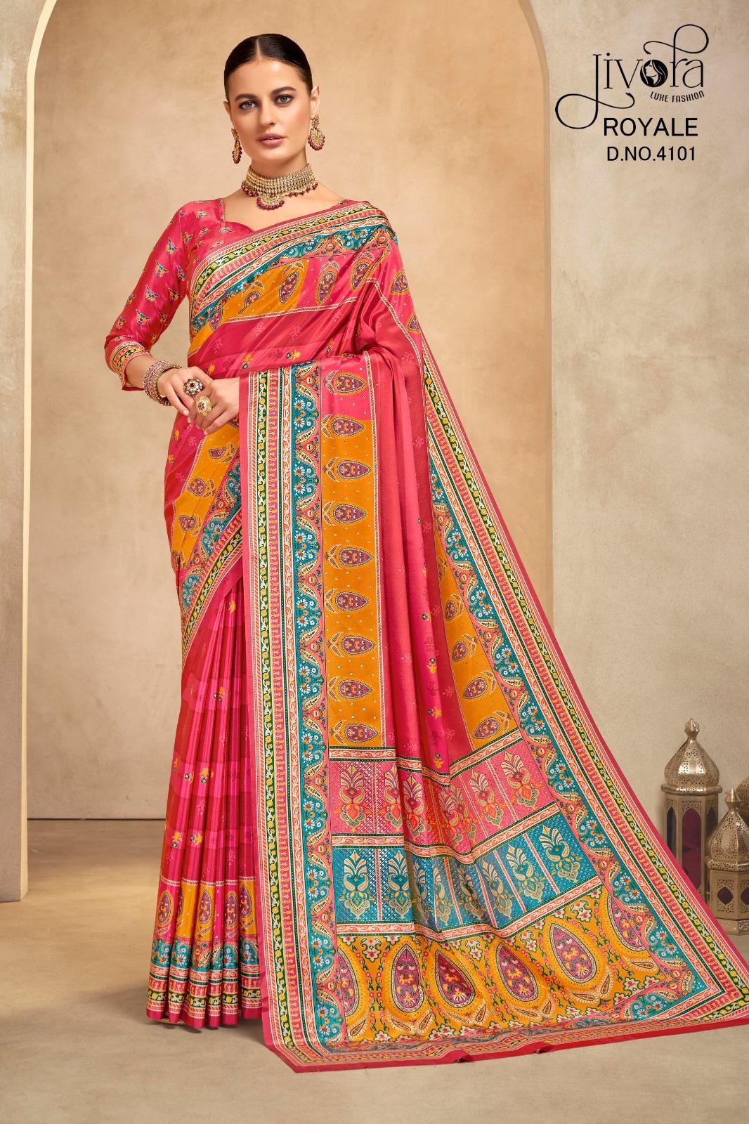 Rajwadi Crepe Saree, Digital Foil Print, Royal Festival Wear Indian Saree