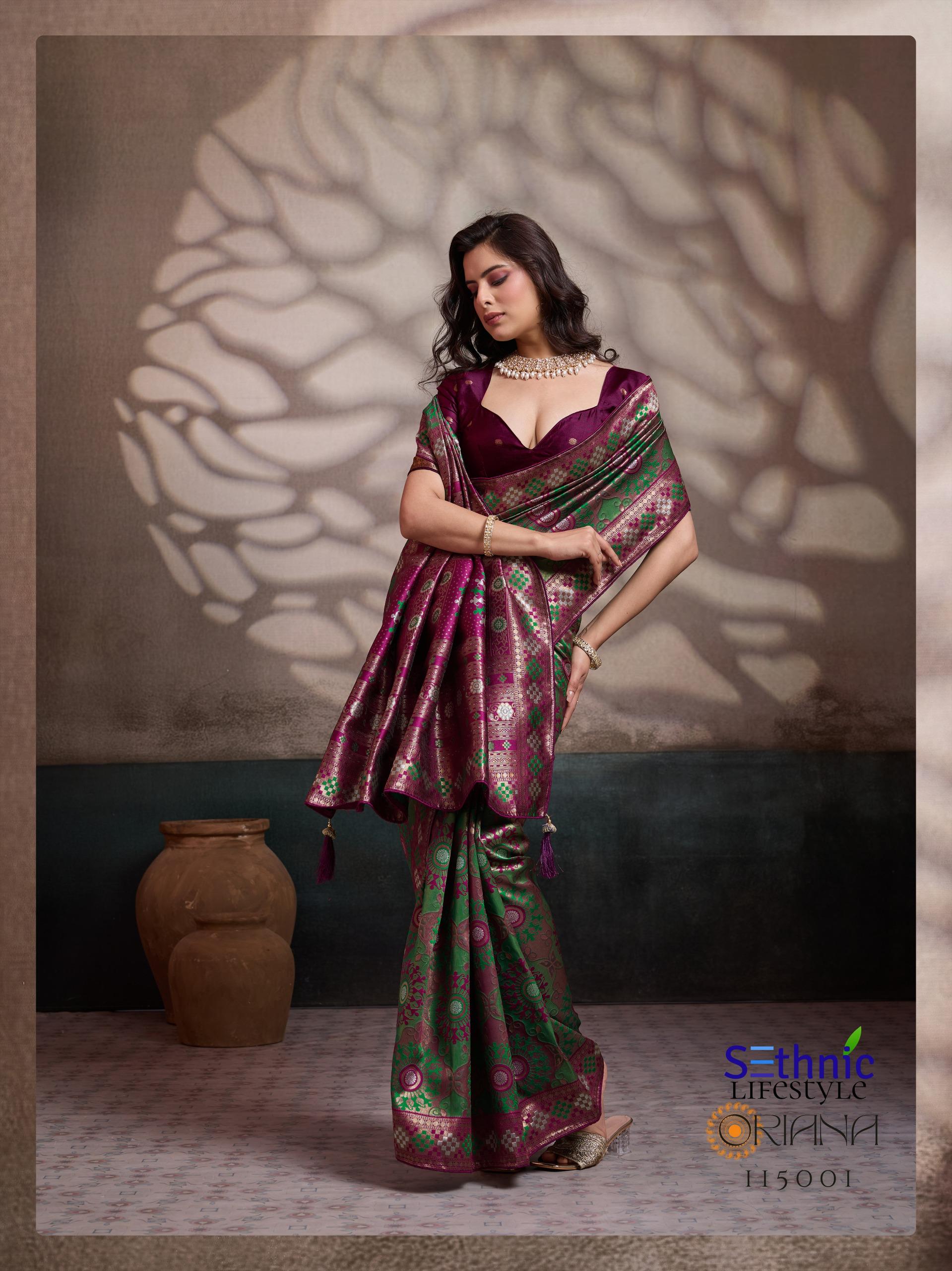 Soft Silk Meenakari Saree, Rich Zari Pallu, Konark Mandala Design, Indian Wedding Saree