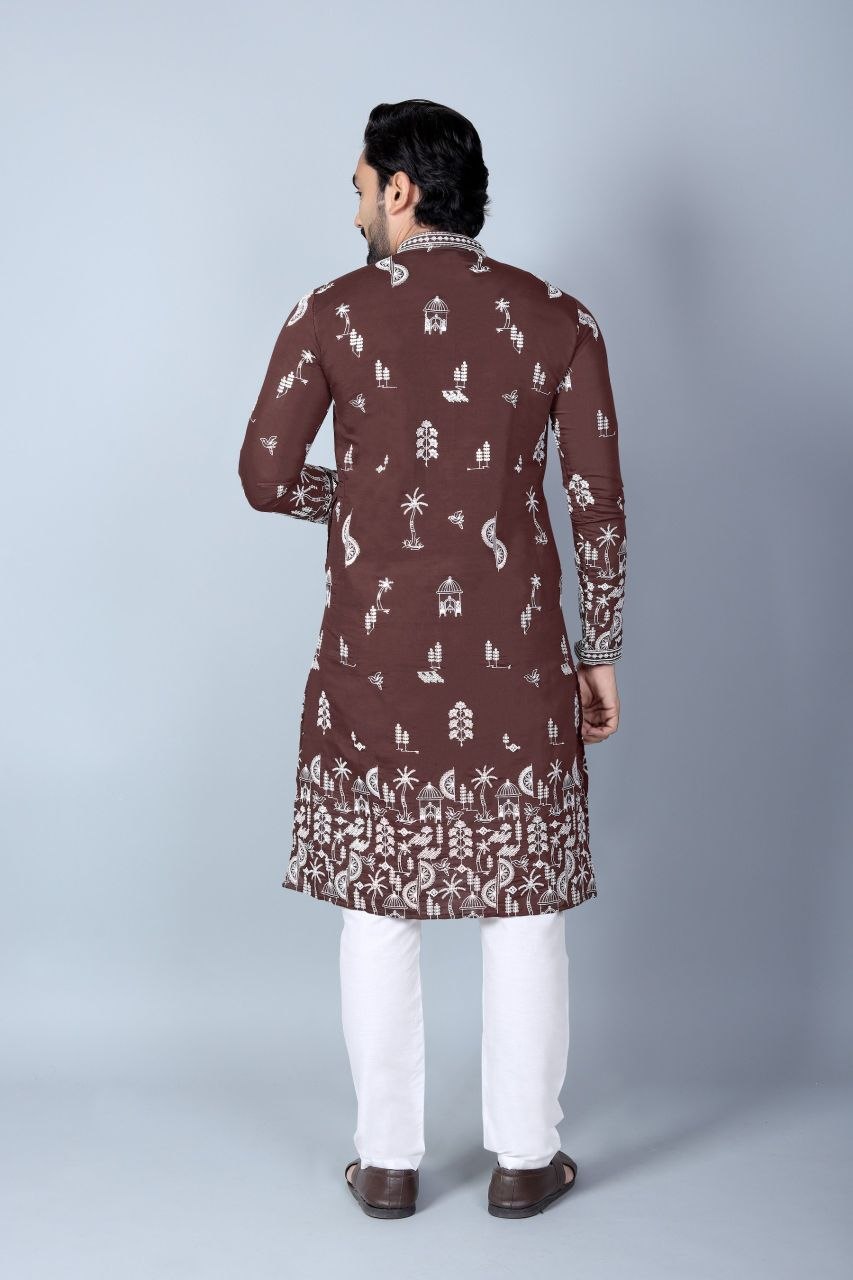 Men's Chanderi Silk Kurta Pajama Set | Traditional Indian Ethnic Wear | Festive Wedding Kurta | Cotton Pajama | Available in M to XXL