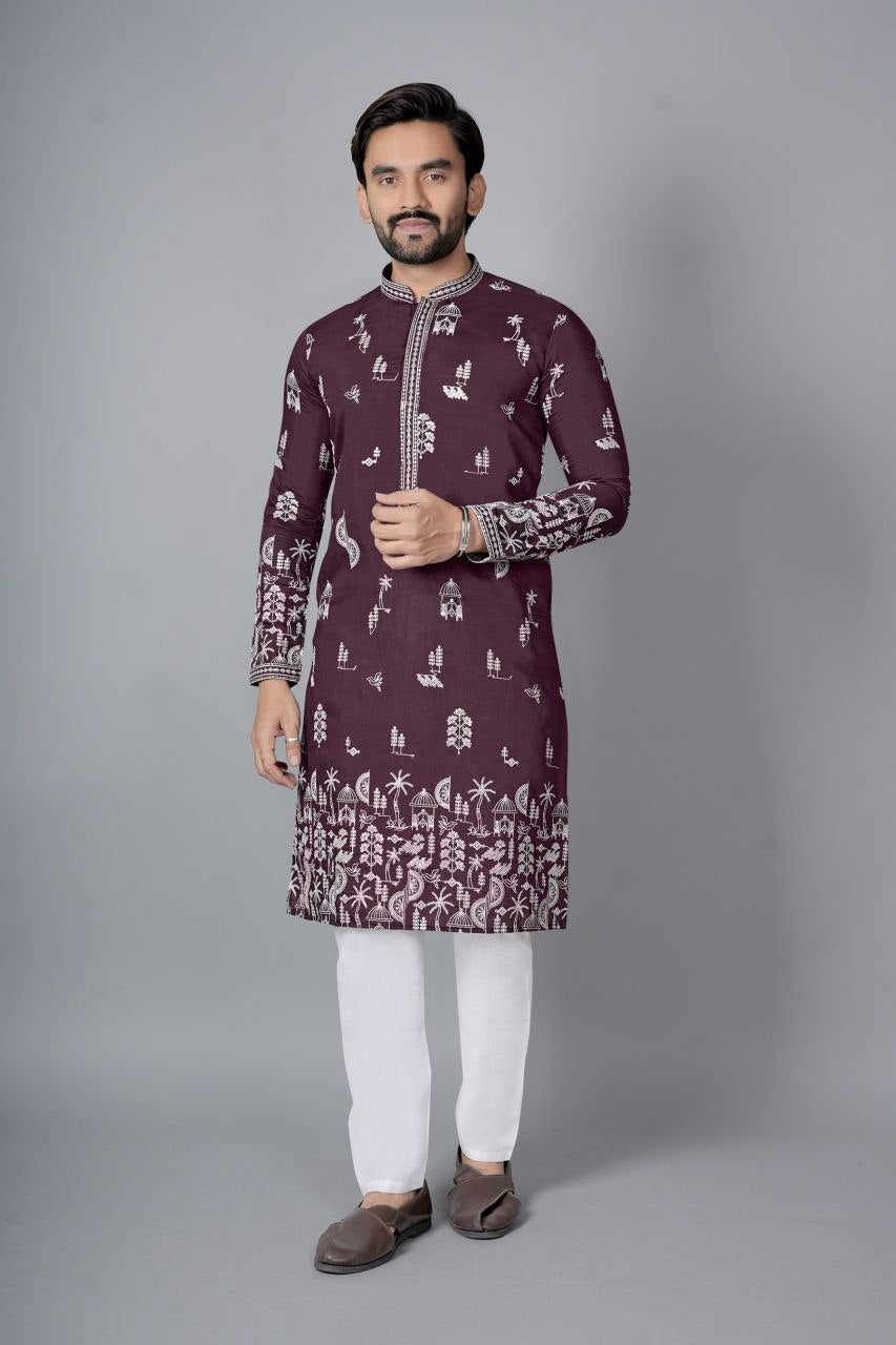 Men's Chanderi Silk Kurta Pajama Set | Traditional Indian Ethnic Wear | Festive Wedding Kurta | Cotton Pajama | Available in M to XXL