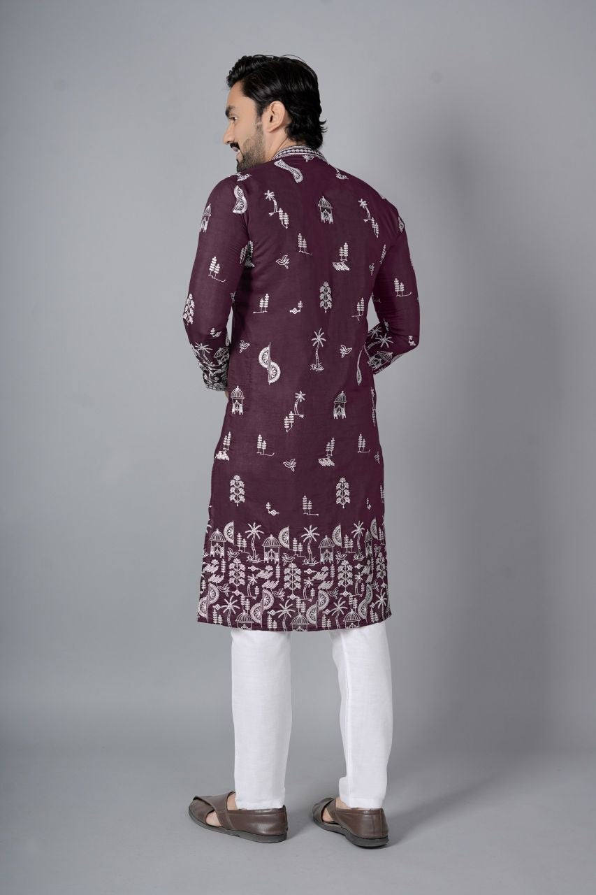 Men's Chanderi Silk Kurta Pajama Set | Traditional Indian Ethnic Wear | Festive Wedding Kurta | Cotton Pajama | Available in M to XXL