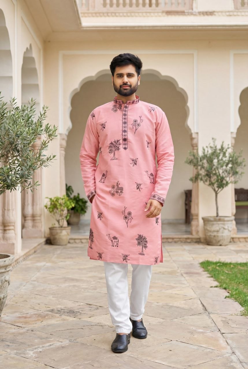 Men’s Kurta Pajama Set | Cotton Kurta with Side Pockets | Raymond Cotton Pajama | Elastic Waist | Indian Ethnic Wear | Traditional Outfit
