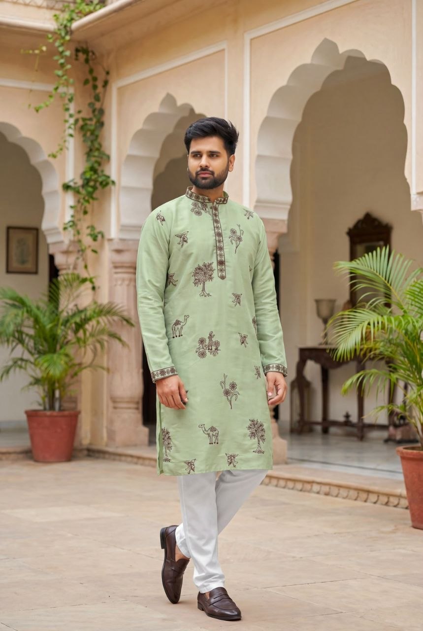 Men’s Kurta Pajama Set | Cotton Kurta with Side Pockets | Raymond Cotton Pajama | Elastic Waist | Indian Ethnic Wear | Traditional Outfit