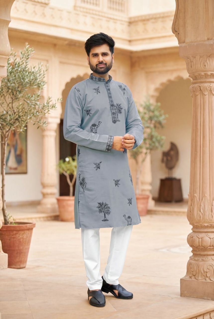 Men’s Kurta Pajama Set | Cotton Kurta with Side Pockets | Raymond Cotton Pajama | Elastic Waist | Indian Ethnic Wear | Traditional Outfit