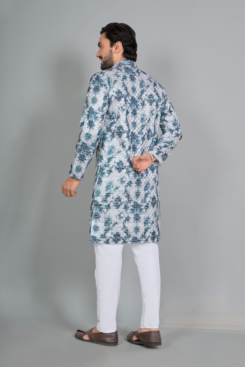 Men's Rayon Digital Print Kurta Pajama Set | Traditional Indian Ethnic Wear