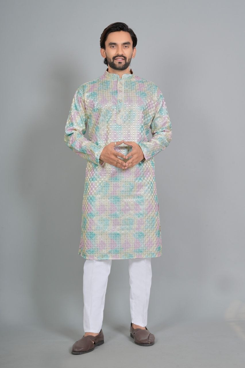 Men's Rayon Digital Print Kurta Pajama Set | Traditional Indian Ethnic Wear
