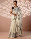 Soft Linen Cotton Printed Saree with Tassel Pallu | Lightweight Indian Saree (Unstitched Blouse Piece)