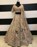 Japan Satin Silk Lehenga Choli, Sequins Embroidery, Semi Stitched Wedding Set (Net Dupatta)