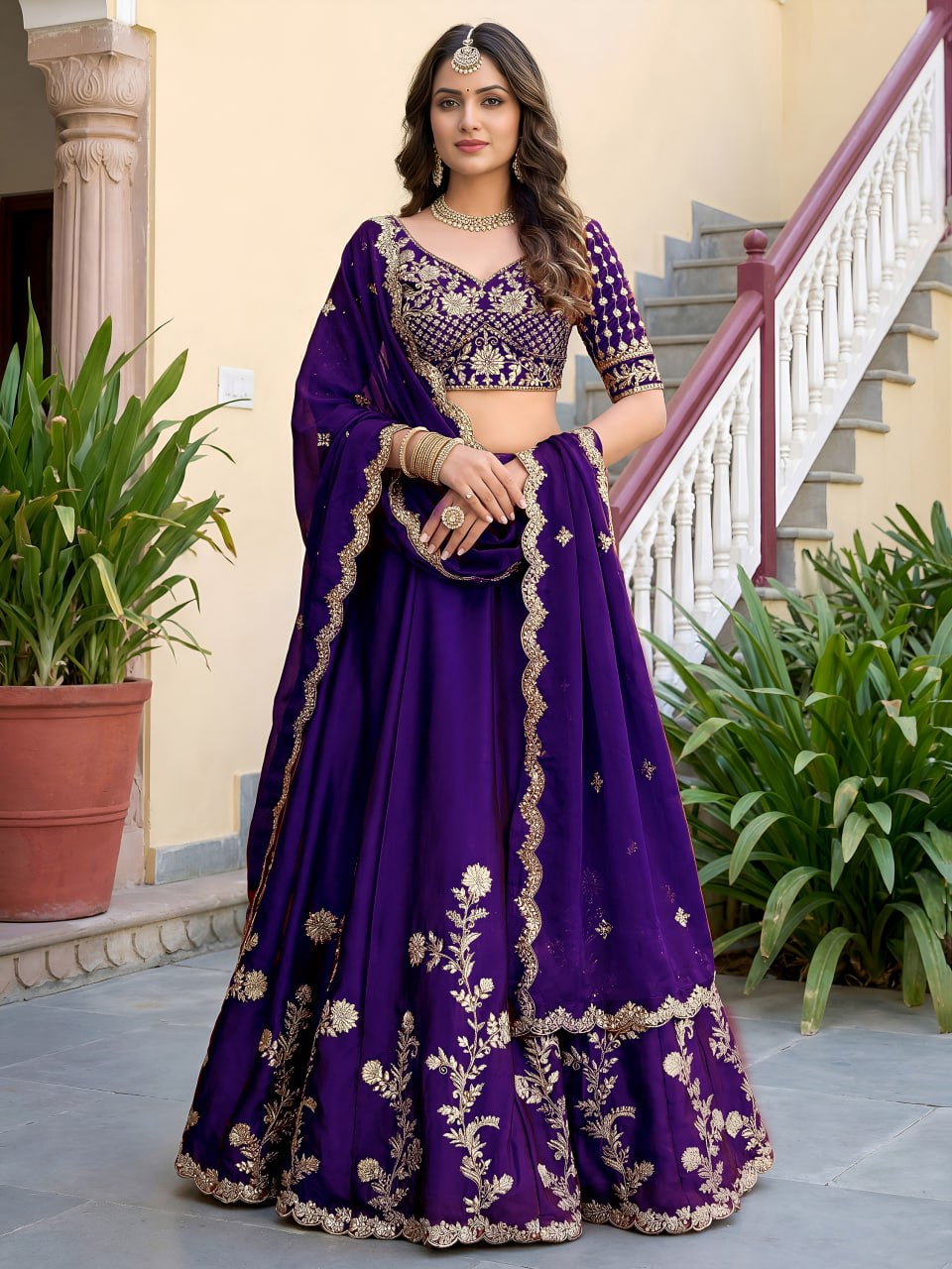 Purple Rangoli Silk Lehenga Choli Set | Zari Dori Sequins Embroidery, Festive Outfit