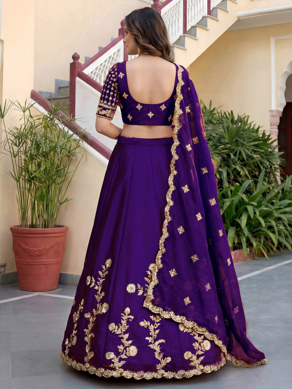 Purple Rangoli Silk Lehenga Choli Set | Zari Dori Sequins Embroidery, Festive Outfit