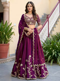 Wine Rangoli Silk Lehenga Choli Set | Zari Dori Sequins Embroidery Bridal Outfit