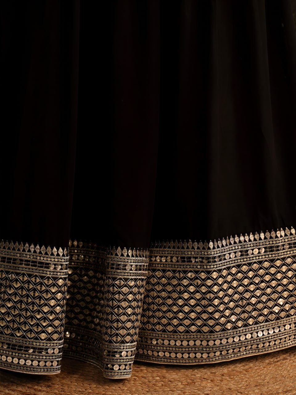 Black Georgette Lehenga Choli Set | Zari & Sequins Embroidered Party Wear Lehenga | Semi-Stitched Wedding, Outfit with Dupatta
