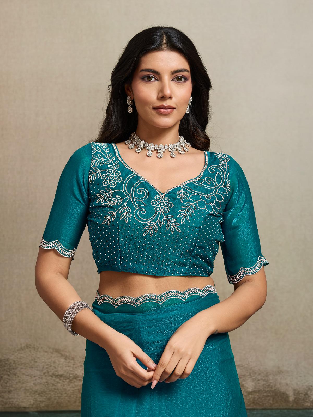 Fendy Chiffon Blooming Saree with Jacquard Work, Designer Blouse, Festive Wear