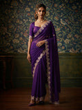 Soft Satin Chiffon Saree with Embroidery Lace Border | Wedding Party Wear (5.5 Meter)