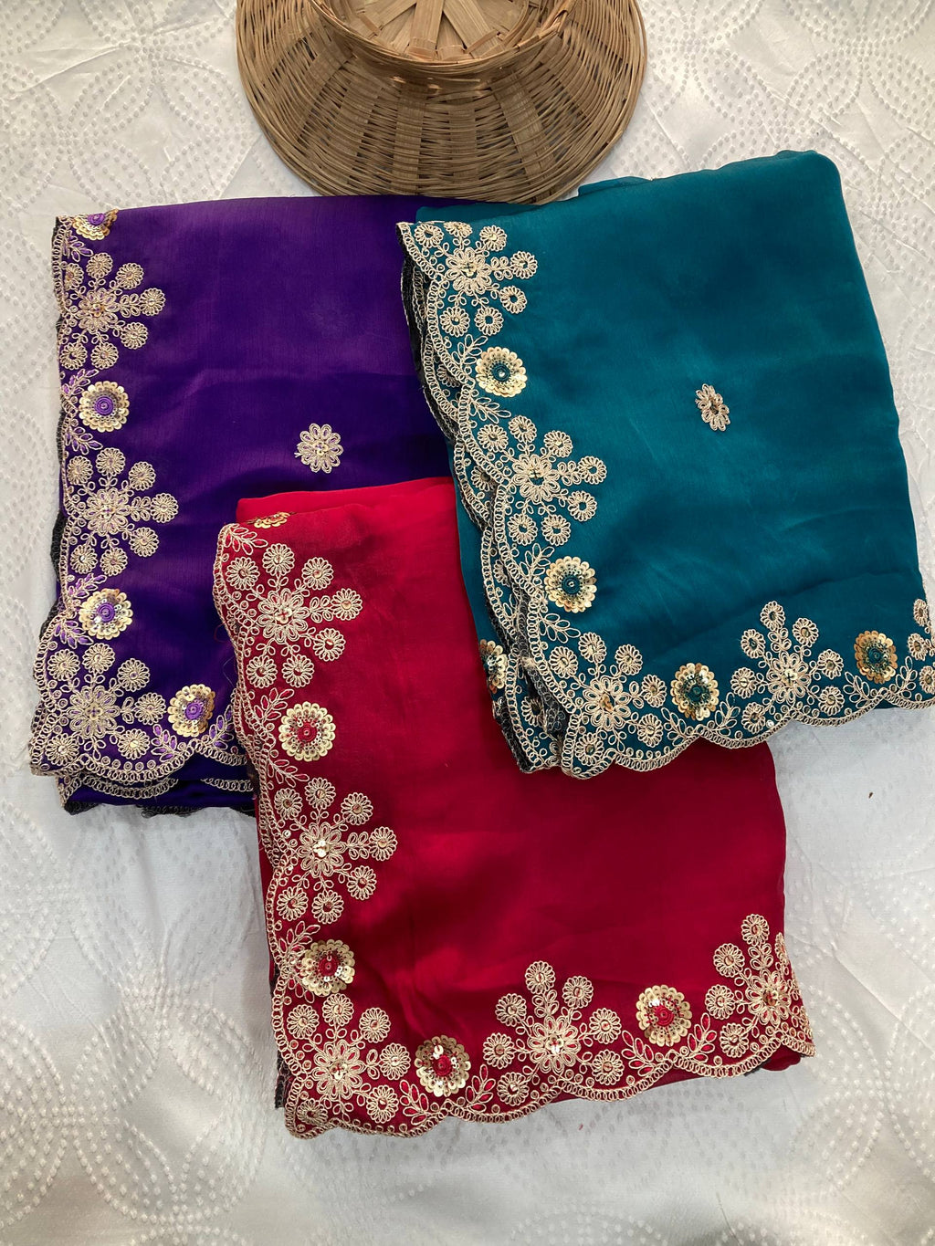Soft Satin Chiffon Saree with Embroidery Lace Border | Wedding Party Wear (5.5 Meter)