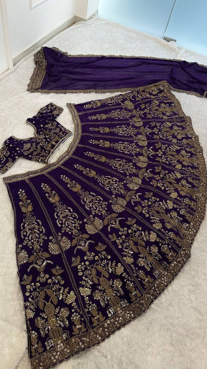 Designer Faux Georgette Lehenga Choli Set | Sequins Zari Pearl Work, Festive Wear