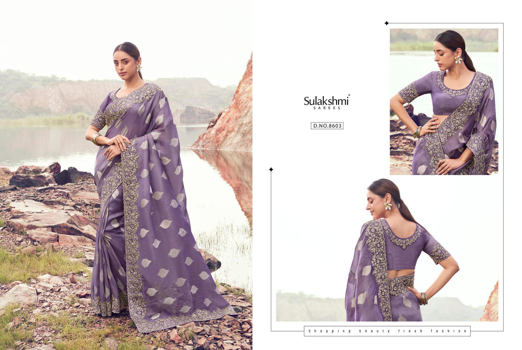 Pure/Tissue Silk Saree with Jacquard Work | Matching Blouse Piece | Wedding Festive Party Wea